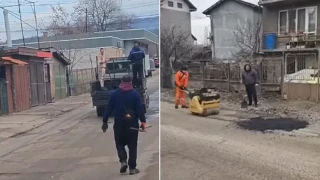 Жители на Перник сами ремонтират улицата си: Запълниха дупки със собствени средства